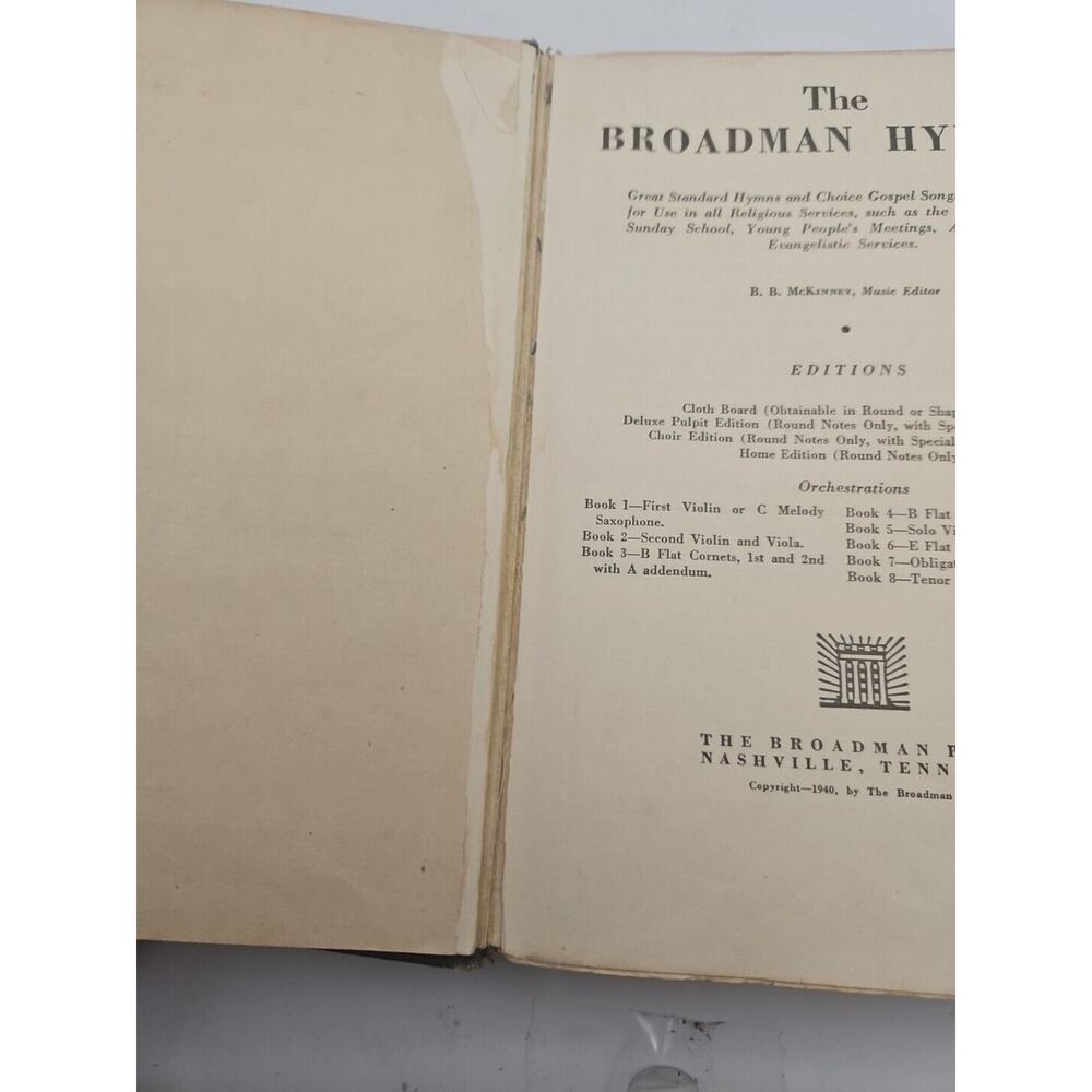 The Broadman Hymnal 1940 Broadman Press Book‎ Vintage - Picture 9 of 14